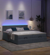 Ottoman-Bett mit Matratzen & LEDs Dunkelgrau 180x200 cm Samt