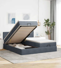 Ottoman-Bett mit Matratzen & LEDs Dunkelgrau 180x200 cm Samt