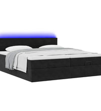 Ottoman-Bett mit Matratzen & LEDs Schwarz 180x200 cm Samt