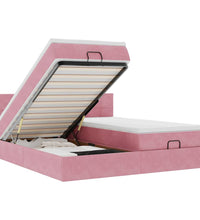 Ottoman-Bett mit Matratzen & LEDs Rosa 180x200 cm Samt