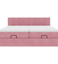 Ottoman-Bett mit Matratzen & LEDs Rosa 180x200 cm Samt