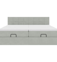 Ottoman-Bett mit Matratzen & LEDs Hellgrau 200x200 cm Samt
