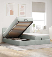 Ottoman-Bett mit Matratzen & LEDs Hellgrau 200x200 cm Samt