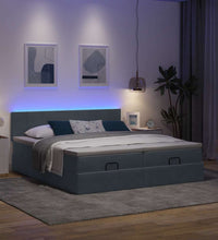 Ottoman-Bett mit Matratzen & LEDs Dunkelgrau 200x200 cm Samt
