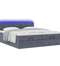 Ottoman-Bett mit Matratzen & LEDs Dunkelgrau 200x200 cm Samt
