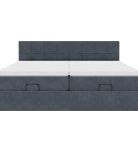 Ottoman-Bett mit Matratzen & LEDs Dunkelgrau 200x200 cm Samt