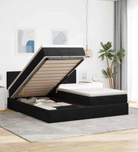 Ottoman-Bett mit Matratzen & LEDs Schwarz 200x200 cm Samt