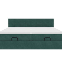 Ottoman-Bett mit Matratzen & LEDs Dunkelgrün 200x200 cm Samt
