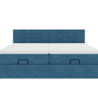 Ottoman-Bett mit Matratzen & LED Dunkelblau 200x200 cm Samt