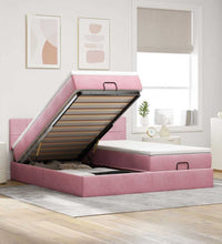 Ottoman-Bett mit Matratzen & LEDs Rosa 200x200 cm Samt