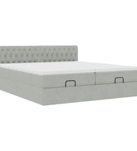 Ottoman-Bett mit Matratzen & LEDs Hellgrau 160x200 cm Samt