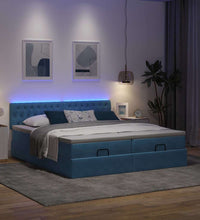Ottoman-Bett mit Matratzen & LEDs Dunkelblau 160x200 cm Samt