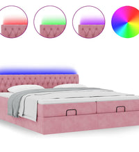 Ottoman-Bett mit Matratzen & LEDs Rosa 160x200 cm Samt