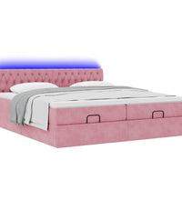 Ottoman-Bett mit Matratzen & LEDs Rosa 160x200 cm Samt