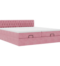Ottoman-Bett mit Matratzen & LEDs Rosa 160x200 cm Samt