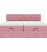 Ottoman-Bett mit Matratzen & LEDs Rosa 160x200 cm Samt