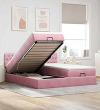 Ottoman-Bett mit Matratzen & LEDs Rosa 160x200 cm Samt