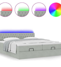 Ottoman-Bett mit Matratzen & LEDs Hellgrau 180x200 cm Samt