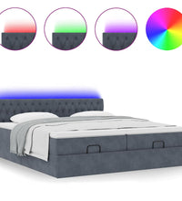 Ottoman-Bett mit Matratzen & LEDs Dunkelgrau 180x200 cm Samt
