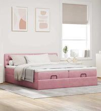 Ottoman-Bett mit Matratzen & LEDs Rosa 180x200 cm Samt