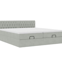 Ottoman-Bett mit Matratzen & LEDs Hellgrau 200x200 cm Samt