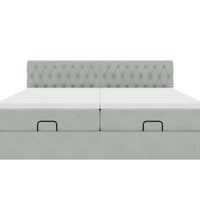 Ottoman-Bett mit Matratzen & LEDs Hellgrau 200x200 cm Samt