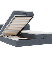Ottoman-Bett mit Matratzen & LEDs Dunkelgrau 200x200 cm Samt