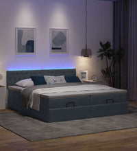 Ottoman-Bett mit Matratzen & LEDs Dunkelgrau 200x200 cm Samt