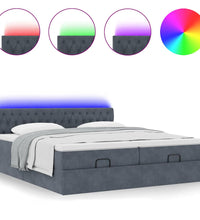 Ottoman-Bett mit Matratzen & LEDs Dunkelgrau 200x200 cm Samt