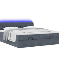 Ottoman-Bett mit Matratzen & LEDs Dunkelgrau 200x200 cm Samt