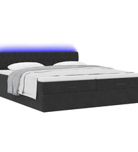 Ottoman-Bett mit Matratzen & LEDs Schwarz 200x200 cm Samt