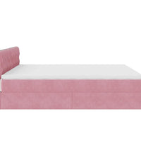 Ottoman-Bett mit Matratzen & LEDs Rosa 200x200 cm Samt