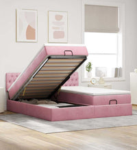 Ottoman-Bett mit Matratzen & LEDs Rosa 200x200 cm Samt