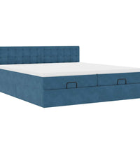 Ottoman-Bett mit Matratzen & LEDs Dunkelblau 160x200 cm Samt