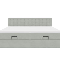 Ottoman-Bett mit Matratzen & LEDs Hellgrau 180x200 cm Samt