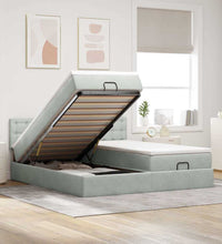 Ottoman-Bett mit Matratzen & LEDs Hellgrau 180x200 cm Samt