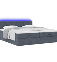 Ottoman-Bett mit Matratzen & LEDs Dunkelgrau 180x200 cm Samt