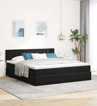 Ottoman-Bett mit Matratzen & LEDs Schwarz 180x200 cm Samt
