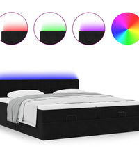 Ottoman-Bett mit Matratzen & LEDs Schwarz 180x200 cm Samt
