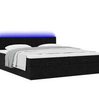 Ottoman-Bett mit Matratzen & LEDs Schwarz 180x200 cm Samt