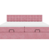 Ottoman-Bett mit Matratzen & LEDs Rosa 180x200 cm Samt