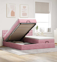 Ottoman-Bett mit Matratzen & LEDs Rosa 180x200 cm Samt