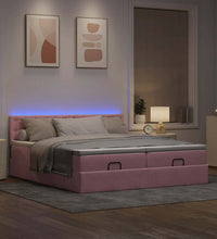 Ottoman-Bett mit Matratzen & LEDs Rosa 200x200 cm Samt