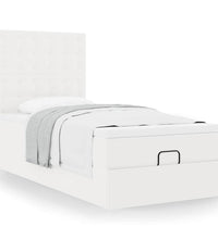 Ottoman-Bett mit Matratze Weiß 80x200 cm Kunstleder