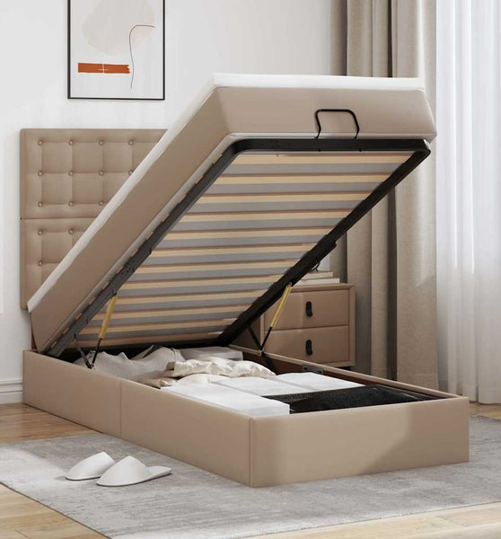 Ottoman-Bett mit Matratze Cappuccino-Braun 80x200 cm Kunstleder