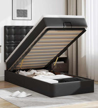 Ottoman-Bett mit Matratze Schwarz 90x190 cm Kunstleder