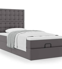 Ottoman-Bett mit Matratze Grau 90x190 cm Kunstleder
