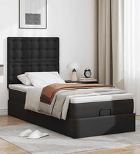 Ottoman-Bett mit Matratze Schwarz 90x200 cm Kunstleder