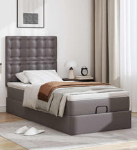 Ottoman-Bett mit Matratze Grau 90x200 cm Kunstleder