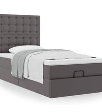 Ottoman-Bett mit Matratze Grau 90x200 cm Kunstleder